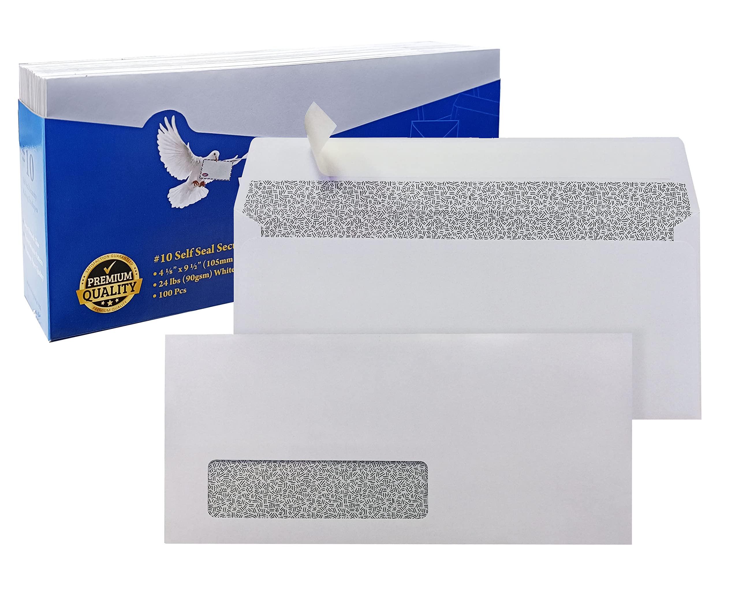 Photo 1 of WINPAQ #10 Window Envelopes, 100 Pack – 4-1/8 x 9-1/2", Self-Seal, White, 24lb Paper, Single Left Window, Perfect for Checks, Invoices & Business Mail