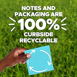 Post-it 100% Recycled Paper Super Sticky Notes, 2X