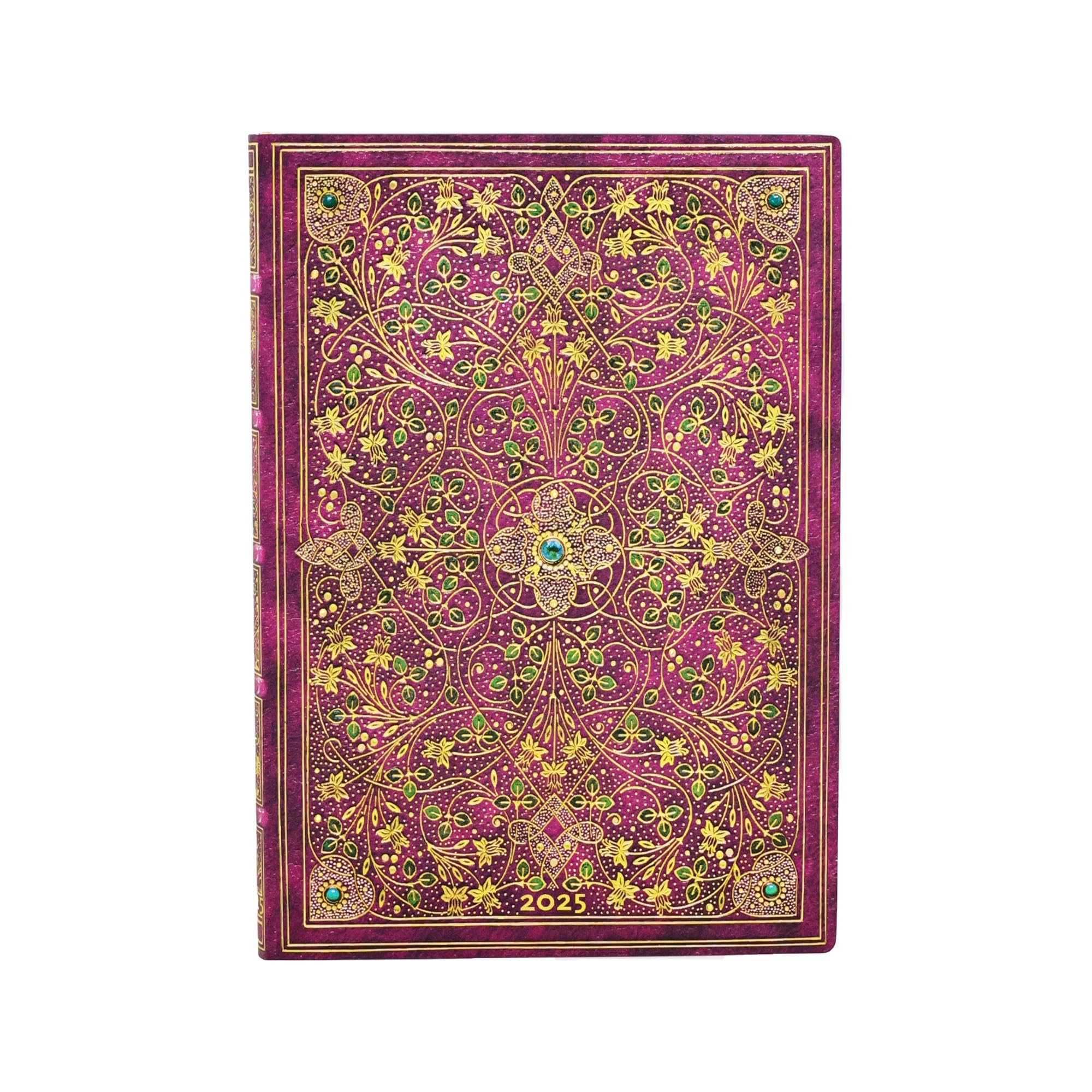 Kalendarz Paperblanks 2025 Diamond Jubilee Midi tygodniowy HOR Flexi: tydzień na dwóch stronach, zamykany na gumkę, papier 100 gsm