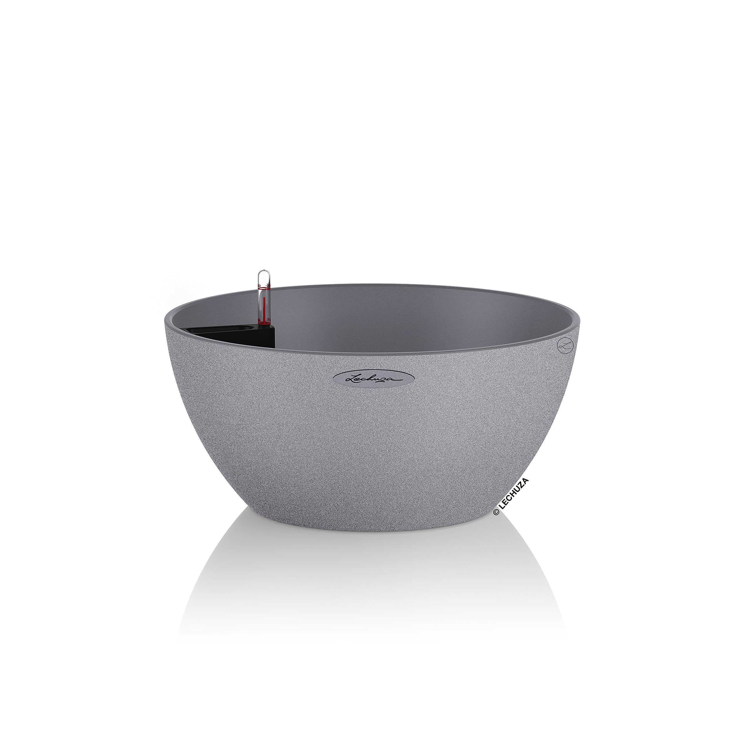 Lechuza Self Watering Plant Pot CUBETO Stone 30 Garden Flower Indoor and Outdoor Plastic Planter with Drainage Hole D30 H13 cm Stone Grey