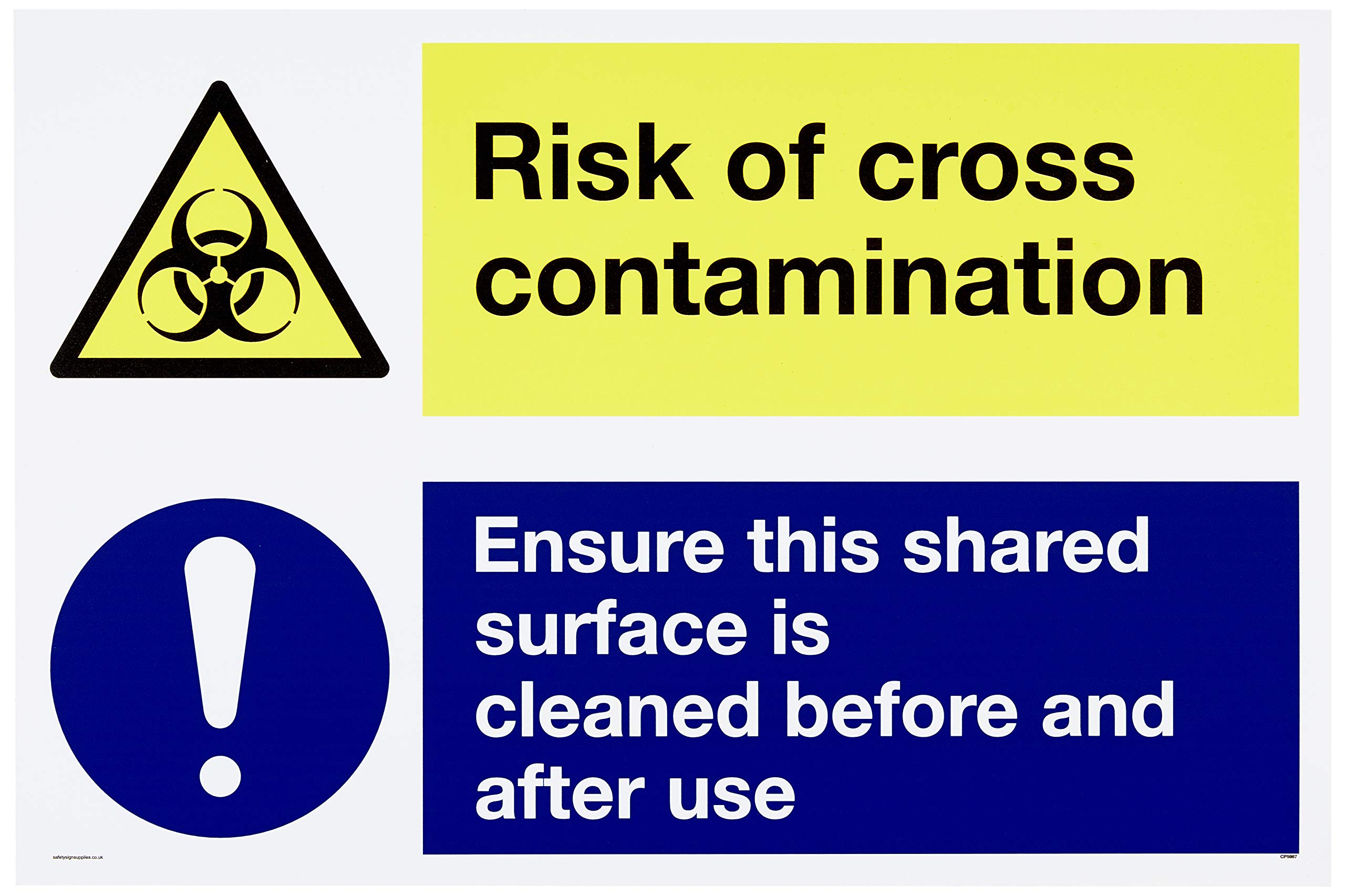Dual sign Risk of cross contamination Ensure this shared surface is cleaned before & after use