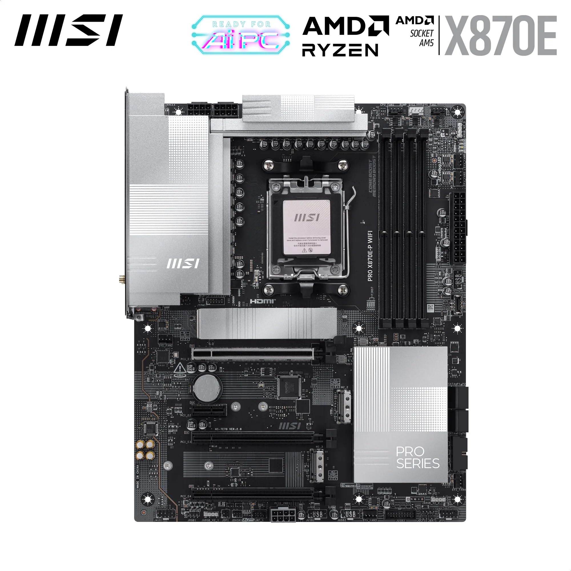 Msi Pro X870E-P Wifi Motherboard Vrm Heatsink And Power Delivery System