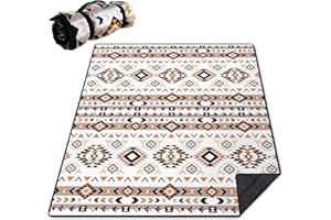 Cuslnox Picnic Blankets Waterproof Foldable Extra Large,80"x 60" Outdoor Beach Blanket Waterproof Sandproof,3-Layer Lightweight Handy Mat Tote Picnic Camping Rugs for Outside Your Rv(Boho Aztec Style)