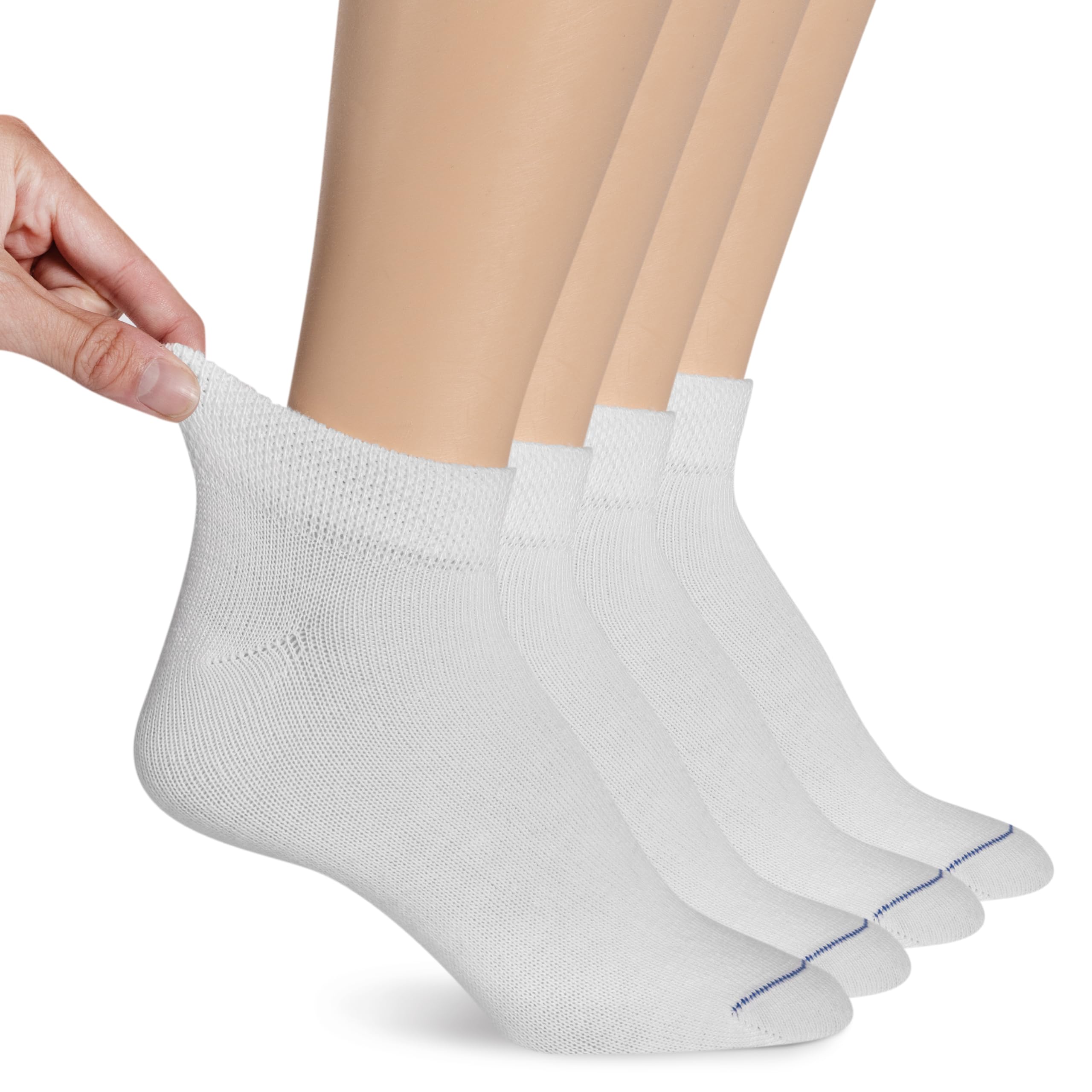 Photo 1 of Dr. Scholl's Women's 4 Pack Diabetic & Circulatory Non-binding Low Cut Casual Sock, Solid White, Shoe Size 4-10 US