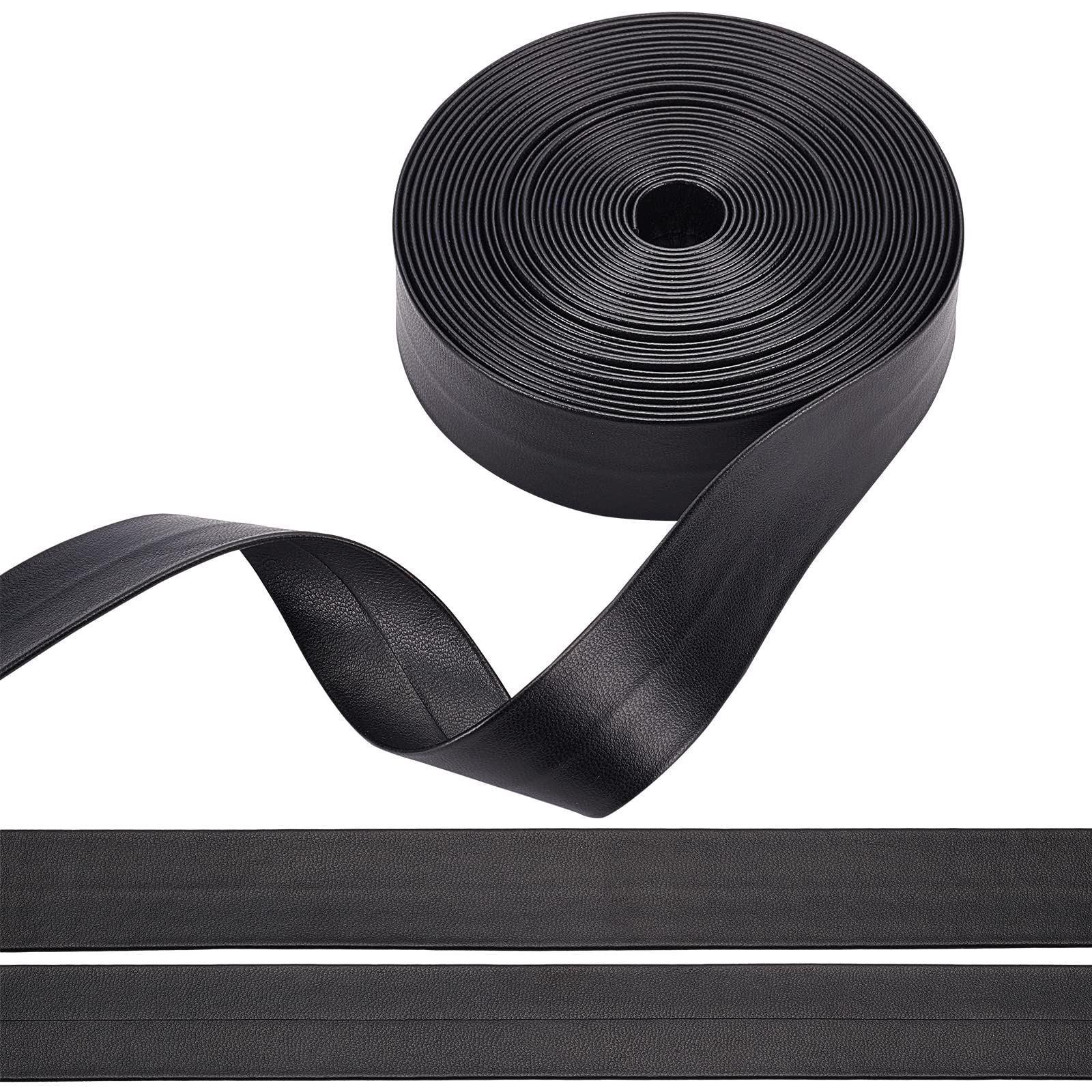 BENECREAT 5m Long Imitation Strap 25mm Wide Foldover Belt Strips for DIY Arts & Craft Projects (Black)