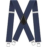 Men's Suspenders Heavy Duty Suspenders for Men Braces 2 inch Wide Clips High Elastic X Style Adjustable Work Suspenders