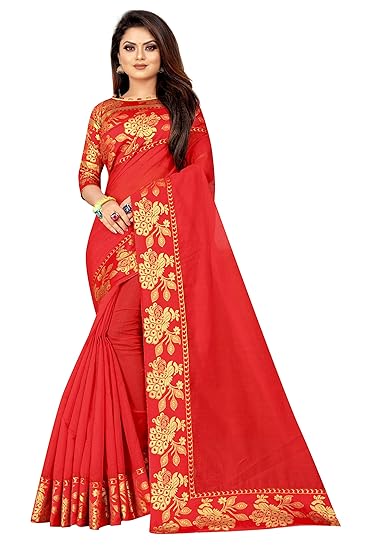Women's Cotton Silk Saree With Jacquard Blouse Piece