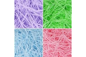 Menetop 4 Colors Easter Grass Raffia Paper Craft Shredded Paper Grass for Easter Baskets and Gift Wrapping - 14oz Easter Grass Filler for Easter Party Decorations