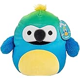 Squishmallows Original 10 Inch Baptise The Macaw - Official Jazwares Plush - Soft, Cuddly Collectible Bird Parrot Stuffed Animal Toy - Gift for Boys, Girls, & Kids