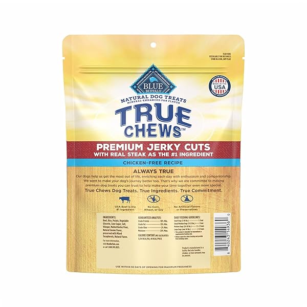 BLUE BUFFALO TRUE CHEWS PREMIUM JERKY CUTS DOG TREATS, MADE IN THE USA WITH NATURAL INGREDIENTS, BEEF, 10-OZ BAG