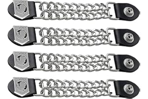 Mirthcos Motorcycle Vest Extenders for Men & Women - 4 PCS Leather Vest Extensions for Biker - Durable Double Chrome Chains