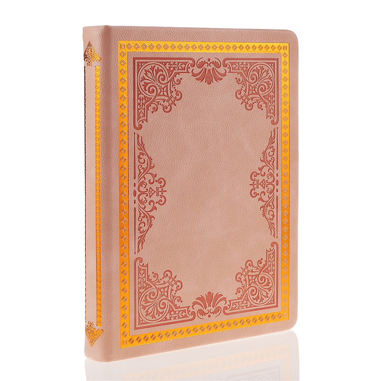 MAZERAN Antique Journal, PU Leather Hard Cover Retro Embossed Travel Diary Writing Notebook, A5 College Lined Personal Planner Gift for Women Girls Wife Daughter