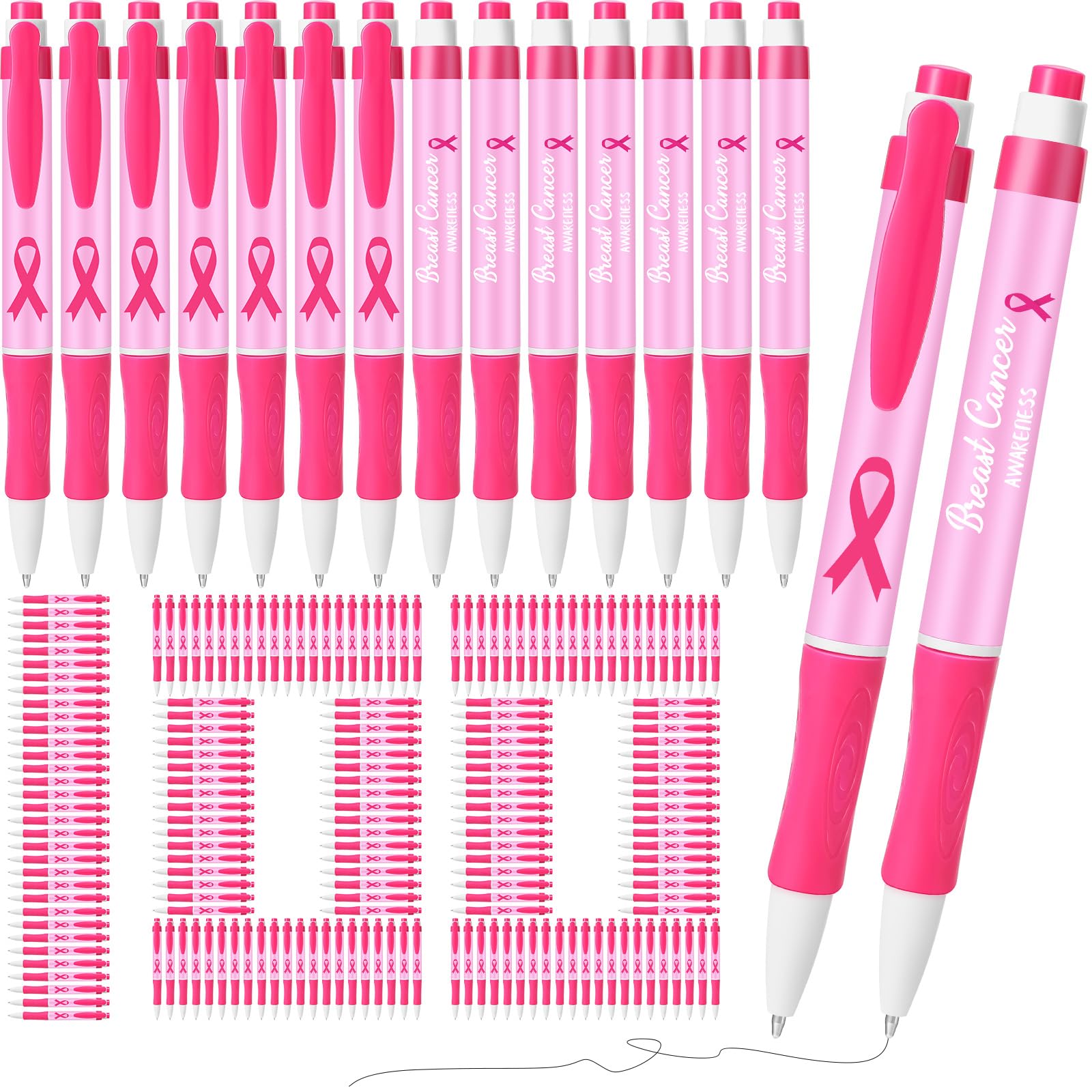 Photo 1 of Harloon 100 Pcs Breast Cancer Awareness Ribbon Pen Breast Cancer Awareness Accessories Pen Breast Cancer Pens Ballpoint Pens Pink Ribbon Retractable Gel Roller Ball Pen for School Charity Event Party