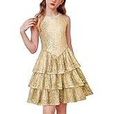GRACE KARIN Girls Sequin Party Dress Kids Sparkly Formal Birthday Teen Special Occasion Fancy Pageant Dresses Size 6-14