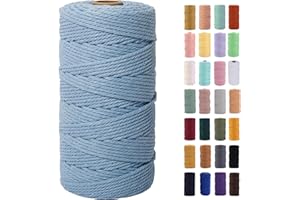 MAOQIAN Baby Blue Macrame Cord 3mm x 109Yards,Colored Cotton Rope Colorful Cotton Cord Soft Craft Cord Twine for Wall Hanging Plant Hangers Crafts Decorative Projects