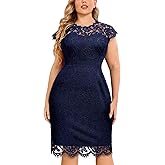Miusol Women's Retro Lace Sleeveless Plus Size Formal Evening Prom Dress