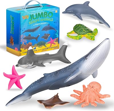Learning Minds Jumbo Sea Animal Figures Set 7 Educational Fish Toys Kids 18