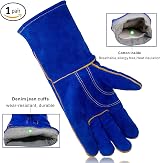 Kim Yuan 14in Leather Welding Gloves Heat Fire Resistant Gardening Oven Grill view 2