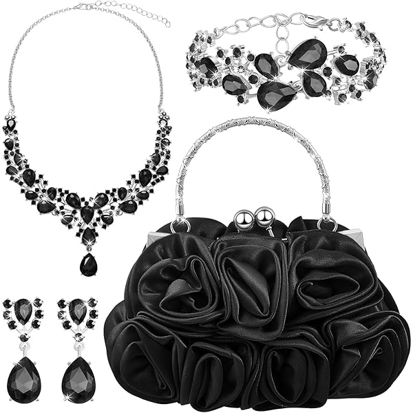 Amazon.com: Hicarer 5 Pcs Women Rose Clutch Purse Rose  display picture 1