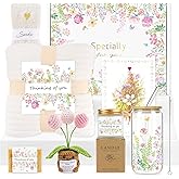 8 Set Valentine's Day Self Care Gift for Women Get Well Soon Gifts, Apricot Color Birthday Gifts for Women Care Package Thinking of You Inspirational Spa Gift Baskets for Mom Her Friend Sister Wife