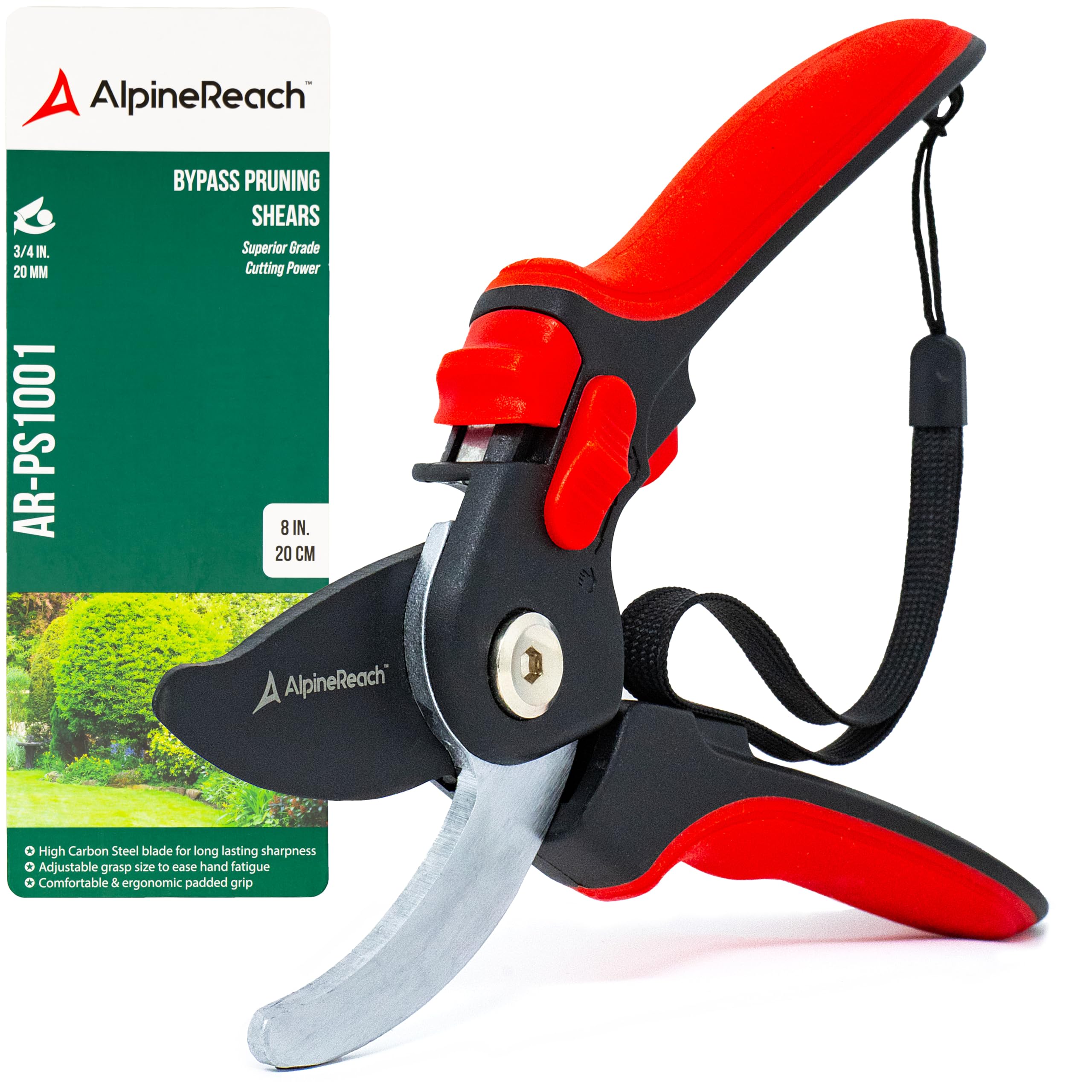 AlpineReach Bypass Secateurs for Gardening, Sharp Ergonomic Pruning Shears, Heavy Duty High Carbon Steel Blade Plant Cutting Pruner Clippers, Adjustable Soft Handle for Small & Large Hands, Gift