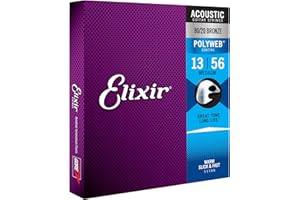 Elixir Strings, Acoustic Guitar Strings, 80/20 Bronze with POLYWEB Coating, Longest-Lasting Warm Tone with Comfortable Feel, 6 String Set, Medium 13-56