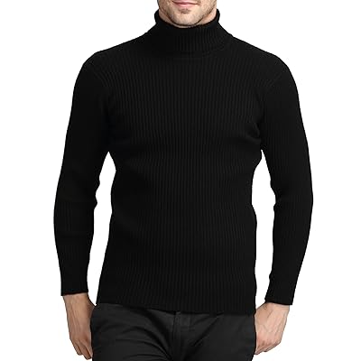 Mens Casual Wool Cashmere Knitted Sweater Long Sleeve Turtleneck Pullover Tops