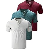3 Pack: Mens Polo Shirts, Business Casual Golf Henley Work Shirts for Men, Collarless Short Sleeve Stylish Athletic Tshirts