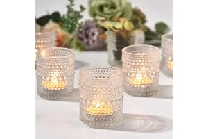 UYBNRK Votive Candle Holders 12 Pack for Wedding Candles, Tealight Candle Holder Tea Light Glass Clear Vintage Romance Tealight Candle Holders for Wedding Table Decor, Wedding Anniversary, Home Decoration