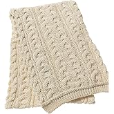 Aran Crafts Irish Cable Knitted Heavyweight Cold Weather Scarf 10"x64" (100% Merino Wool)