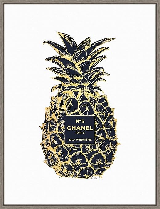Amazon Com Framed Canvas Wall Art Print Home Wall Decor Canvas Art Black Gold Pineapple By Amanda Greenwood Modern Decor Stretched Canvas Prints 18 00 X 23 50 In Home Kitchen
