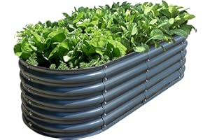 Olle 17" Tall Raised Garden Bed Kit Fruits Vegetables Flowers Planter Box 12-in-1 Galvanized Planter Boxes for Outdoors Size 5X5 Feets 8X2 Feets, Midnight Grey 17" Tall