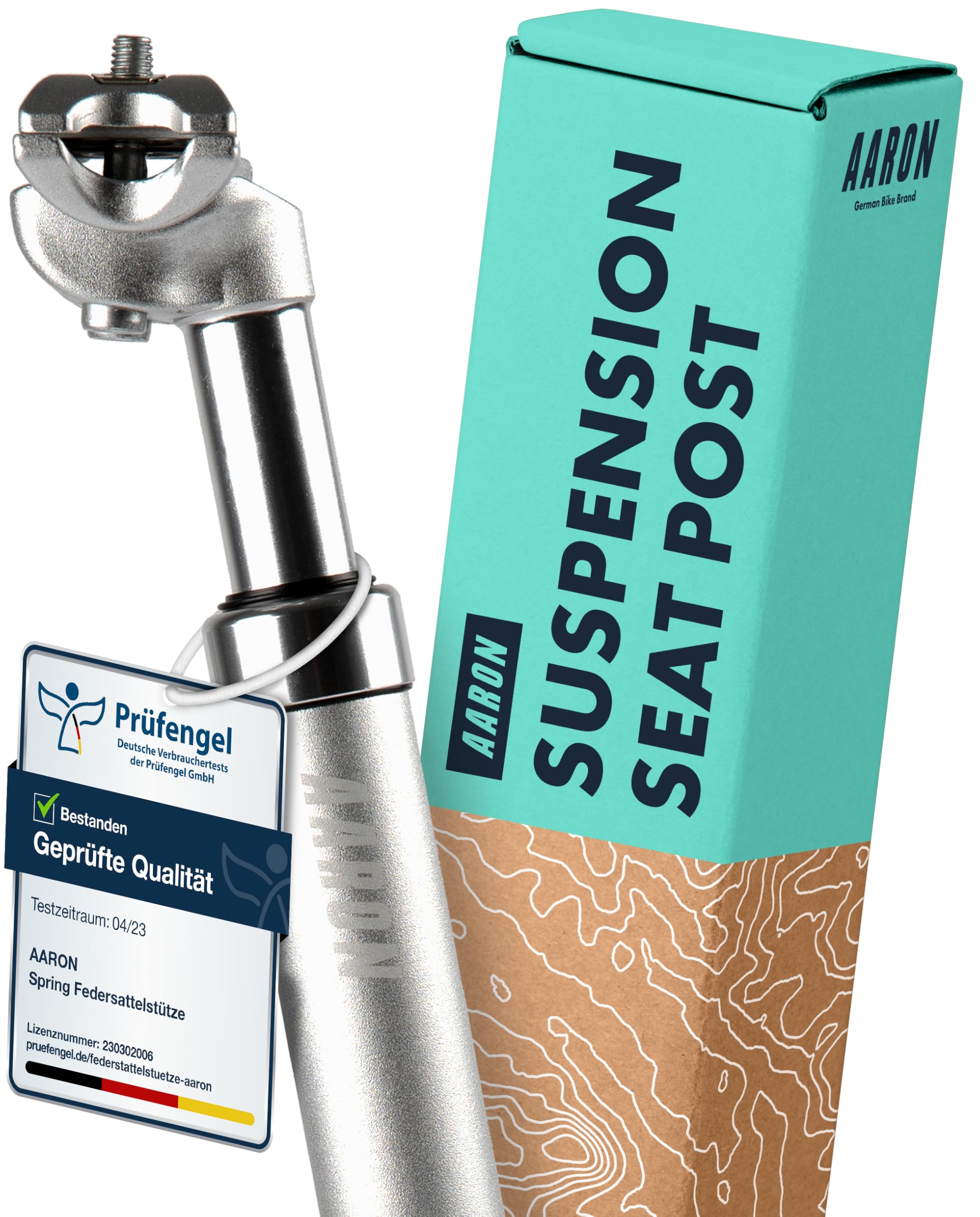 AARON - Spring Suspension Bike Seat Post - Aluminum Saddle Seatpost for E Bicycle, MTB, Trekking Bikes, City Bikes - 30.9mm Diameter, 13.8" (350mm) Length