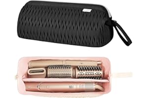 LEUDES Dyson Airwrap Travel Case for Shark Hair Dryer Airstraight Flex Style Hair Attachment Tool Organizer Accessories Air Wrap Flat Curling Iron Carrying Case (Black)