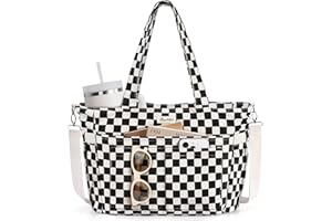 BAGSTELLAR Corduroy Tote Bag for Women, 17 Pockets Laptop Work Tote Lightweight Teacher Nurse Bible Shoulder Bag for School Daily Travel