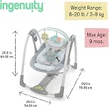 Ingenuity Swing 'n Go 5-Speed Portable Baby Swing 0-9 Months Hugs & Hoots view 5