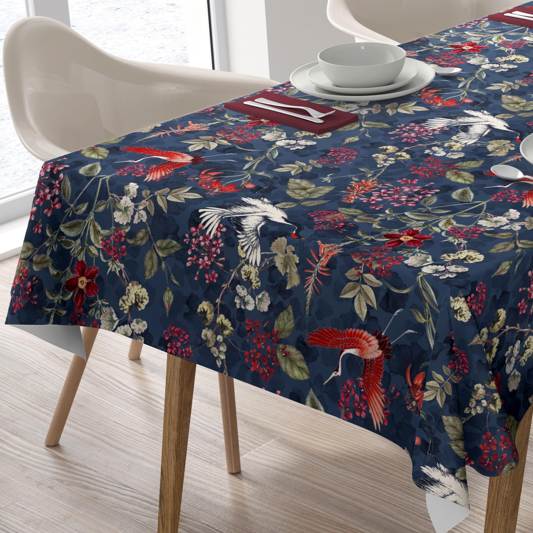 Home Direct Stain Resistant Spill Proof Water Repellent Extra Large Rectangular Fabric Tablecloth Table Cover Table Cloth 140x240cm 55"x94"