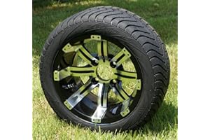GOLF CART TIRE SUPPLY 12" Tempest Machined/Black Wheels and 215/35-12 Low Profile DOT Tires Combo - Set of 4 (Club Car/EZGO (1/2x20))