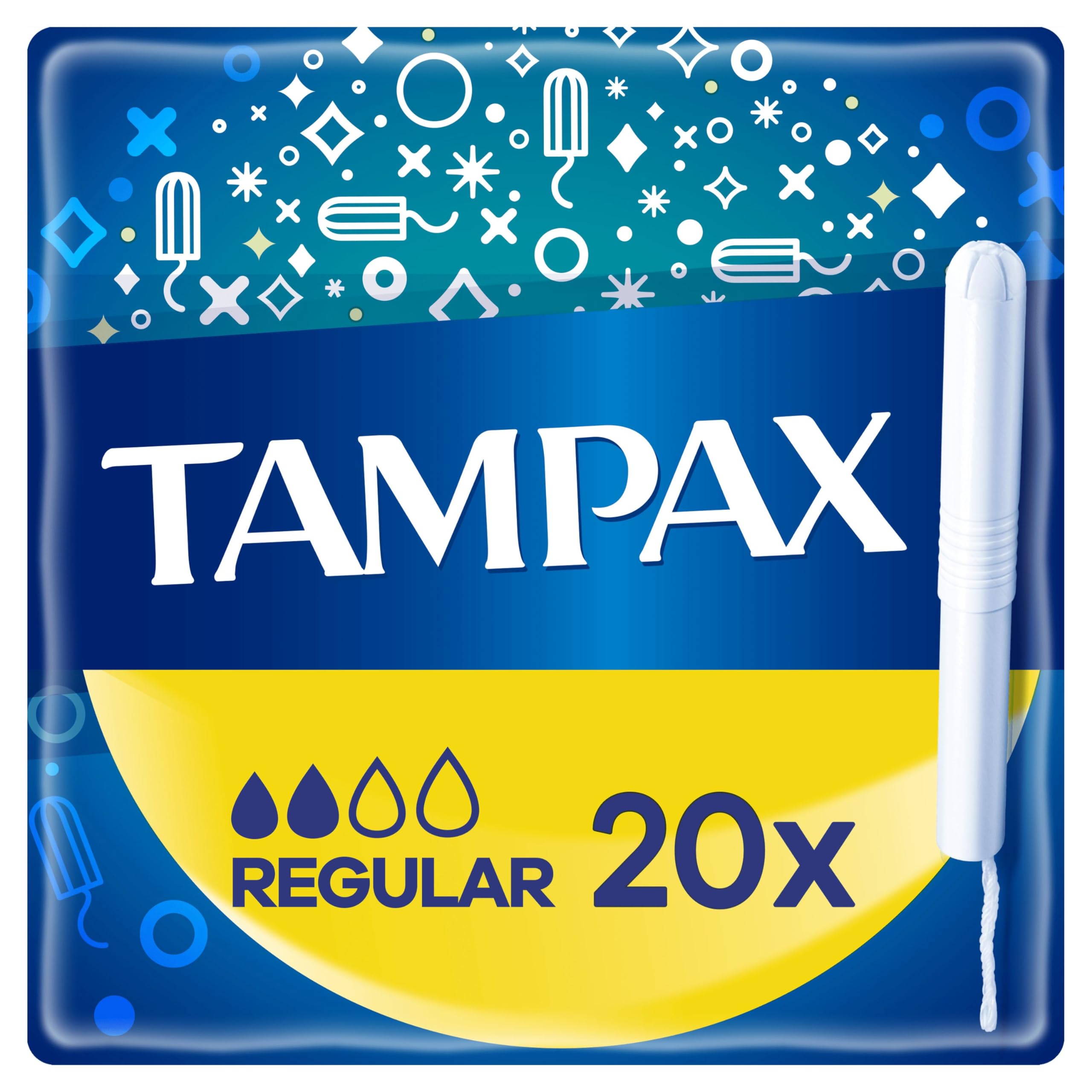 Tampax Regular Tampons with Cardboard Applicator 20X, Leak Protection, Feel Clean