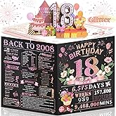 Aiunmiol 18th Birthday Card for Women Her, Large 3D Pop Up 18th Birthday cards for Mom Wife, Happy 18 Year Old Birthday Decorations for Grandma, Mother, Daughter Funny Birthday Gifts, Back to 2008, Pink