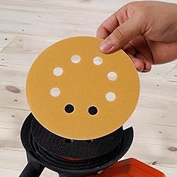 Mestool 5-Inch 8-Hole Hook and Loop Gold Sanding
