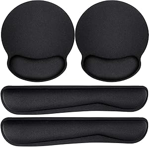 Wetest Keyboard Wrist Rest and Mouse Pad with Wrist Support, 2 Pack Upgrade Memory Foam Set for Computer/Laptop/Mac, Durable & Comfortable & Lightweight for Easy Typing & Pain Relief (Black) (SB1)