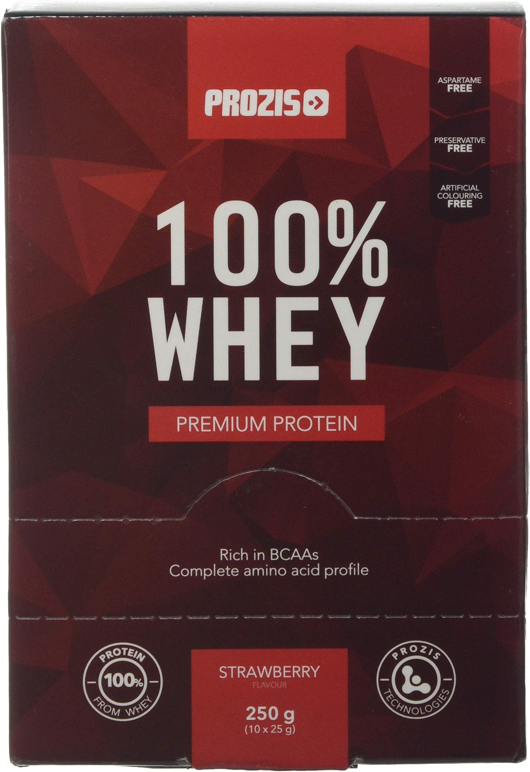 Prozis Whey Premium Protein Powder Sachets, Strawberry, 10-Count