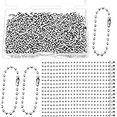 100 PCS Silver Ball Beads Chains, 3.9 Inch Long Stainless Steel Ball Chain Keychain Silver Metal Small Bead Chain with Connectors Balls Bead Chains Extension for Tag Jewelry Making Hanging Decoration