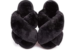 eccbox Girls Fluffy Slippers Kids Leopard Tie Dye Open Toe Memory Foam Slides Sandals Soft Plush Cross Band House Shoes Indoor Outdoor Slip On