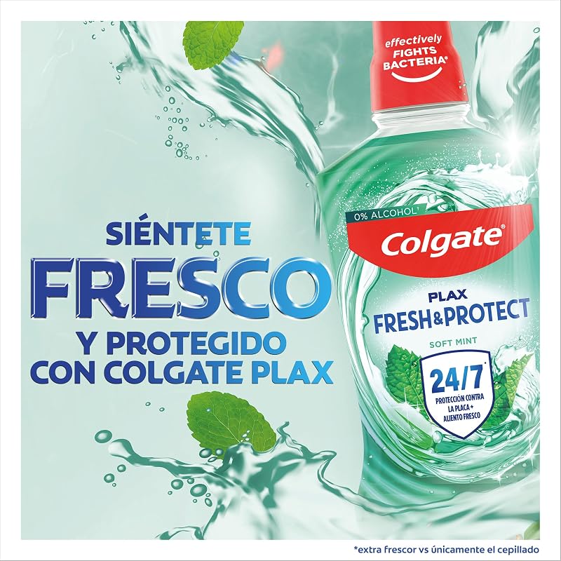 - Colutorio Plax Multiprotección Pack 3 x 500 ml - Enjuague Bucal con Flúor - Elimina la Placa Bacteriana y Proporciona una Protección 24h - Aliento Fresco