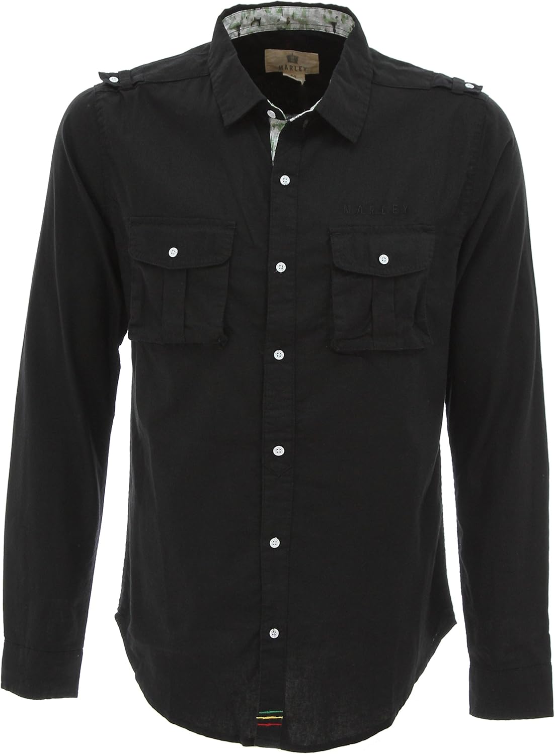 MARLEY Men's Utilitarian Linen Blend Long Sleeve Button Down Shirt-Black-XL: Amazon.ca: Clothing 