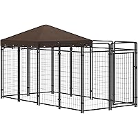 PawHut Dog Kennel Outdoor with Waterproof Canopy, Dog Run with Galvanized Chain Link, Secure Lock, for Backyard and Patio, La