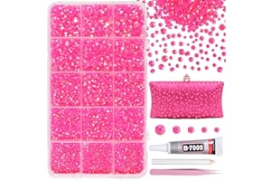 ANOLEAIR 12000Pcs Hot Pink Color Rhinestones for Bedazzling Kit, 2/3/4/5/6mm Mix Sizes Jelly Bedazzling Resin Gems, Bedazzling for Crafting, Flatback Resin Rhinestones for DIY Face Makeup Crafts Tumblers