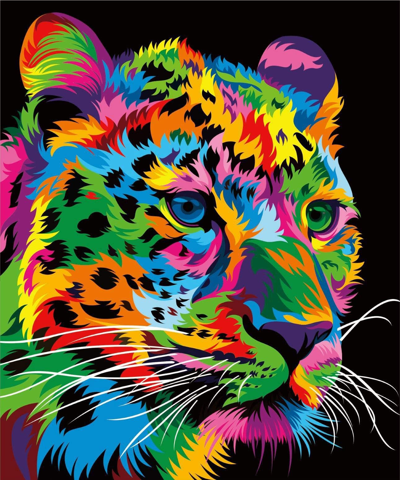 iCoostor Paint By Numbers DIY Acrylic Painting Kit For Kids & Adults Beginner – 16” x 20” Colorful Leopard Pattern